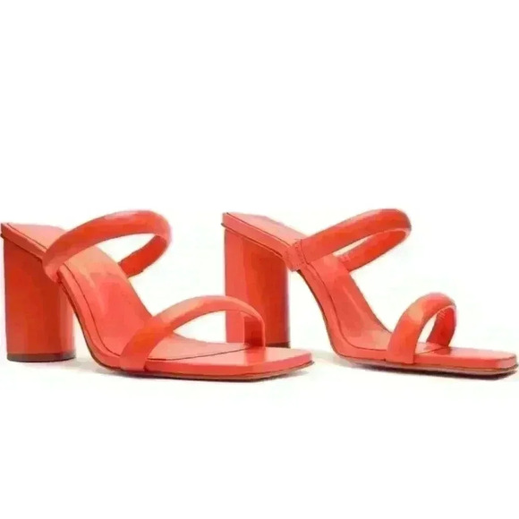 NWT SCHUTZ Ully Nappa Leather Double Straps Heeled Sandal - Picture 2 of 16